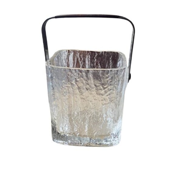 MCM Hoya Ice Bucket Glass "Iceberg" Handled 1960s Ice Bucket Vintage - Picture 3 of 6